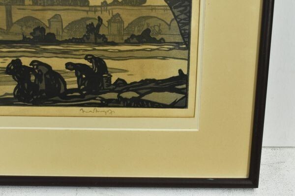 Frank William Brangwyn Woodblock Print Old Bridge