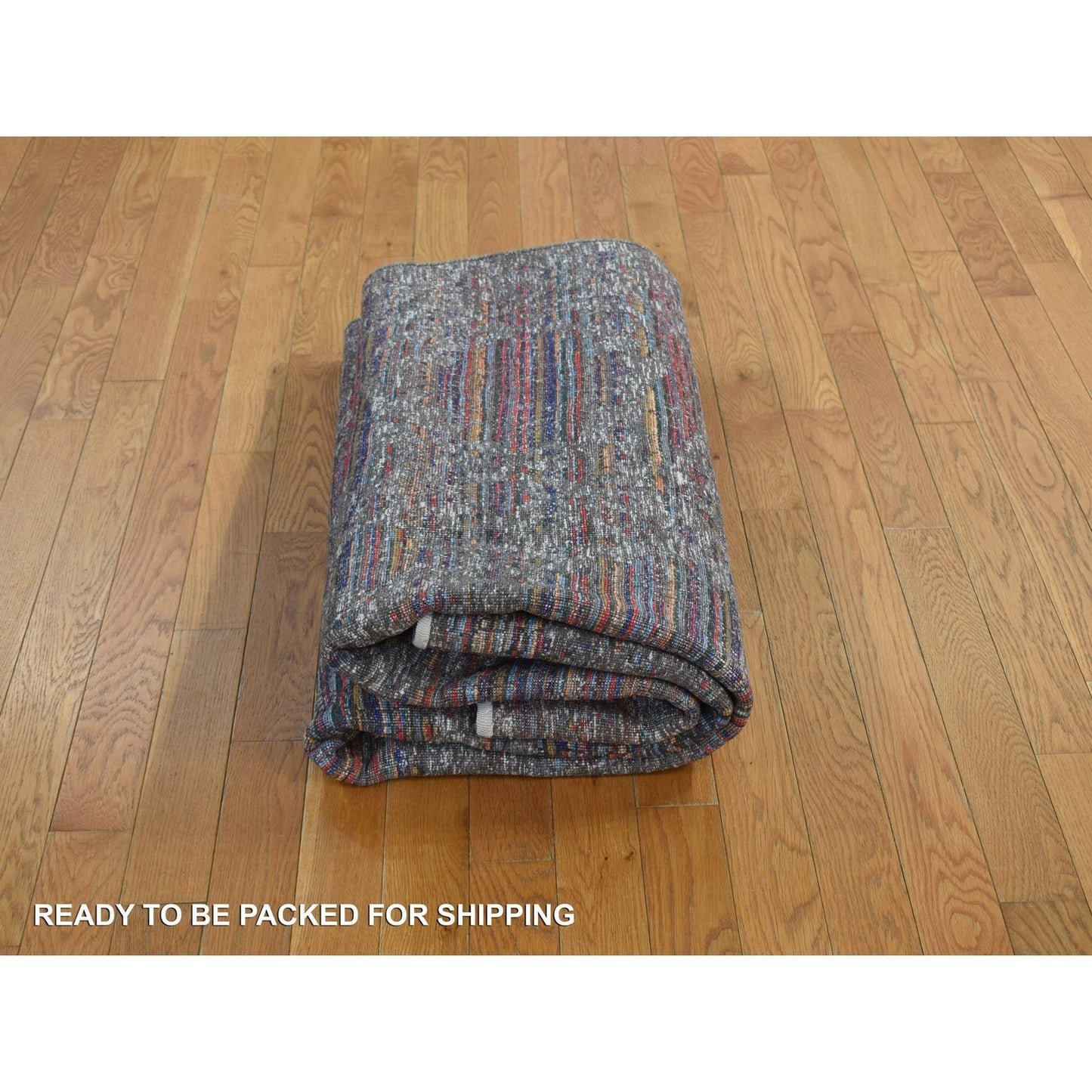 5'9"X7'10" Black Erased Design Handspun Wool And Silk Oriental Rug