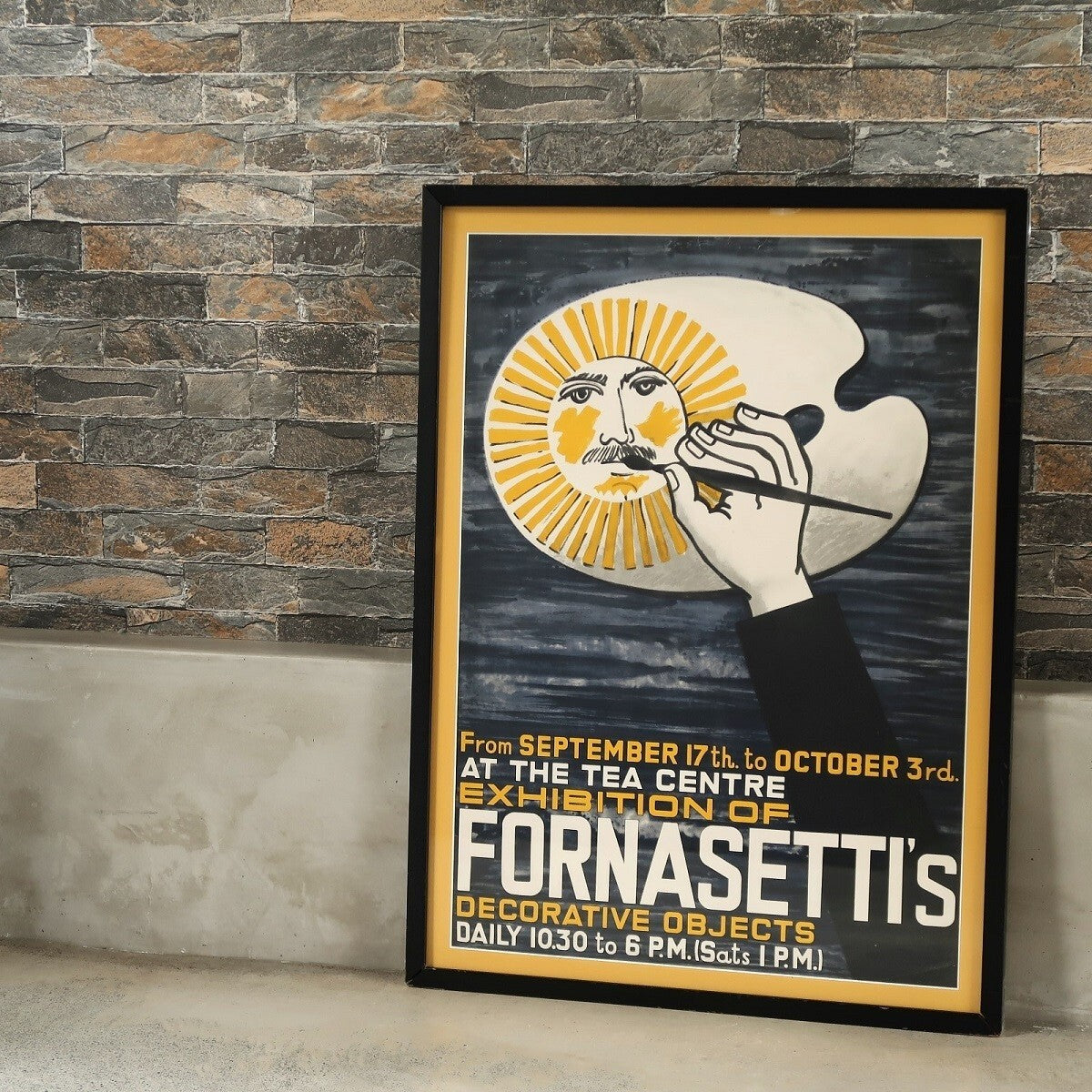 Vintage Fornasetti Lithograph Exhibition Poster 1959 London Offset Print 29Inch