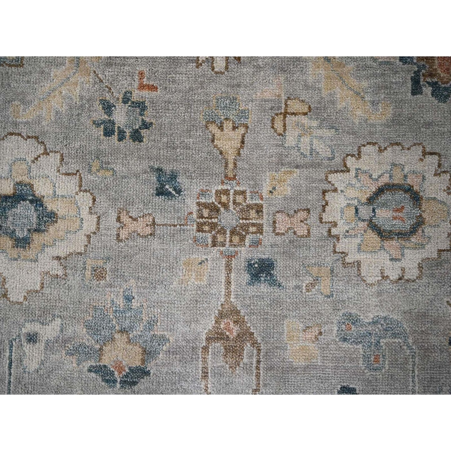 12'X17'10" Gray Oushak Design Wool Hand Knotted Oversized Oriental Rug