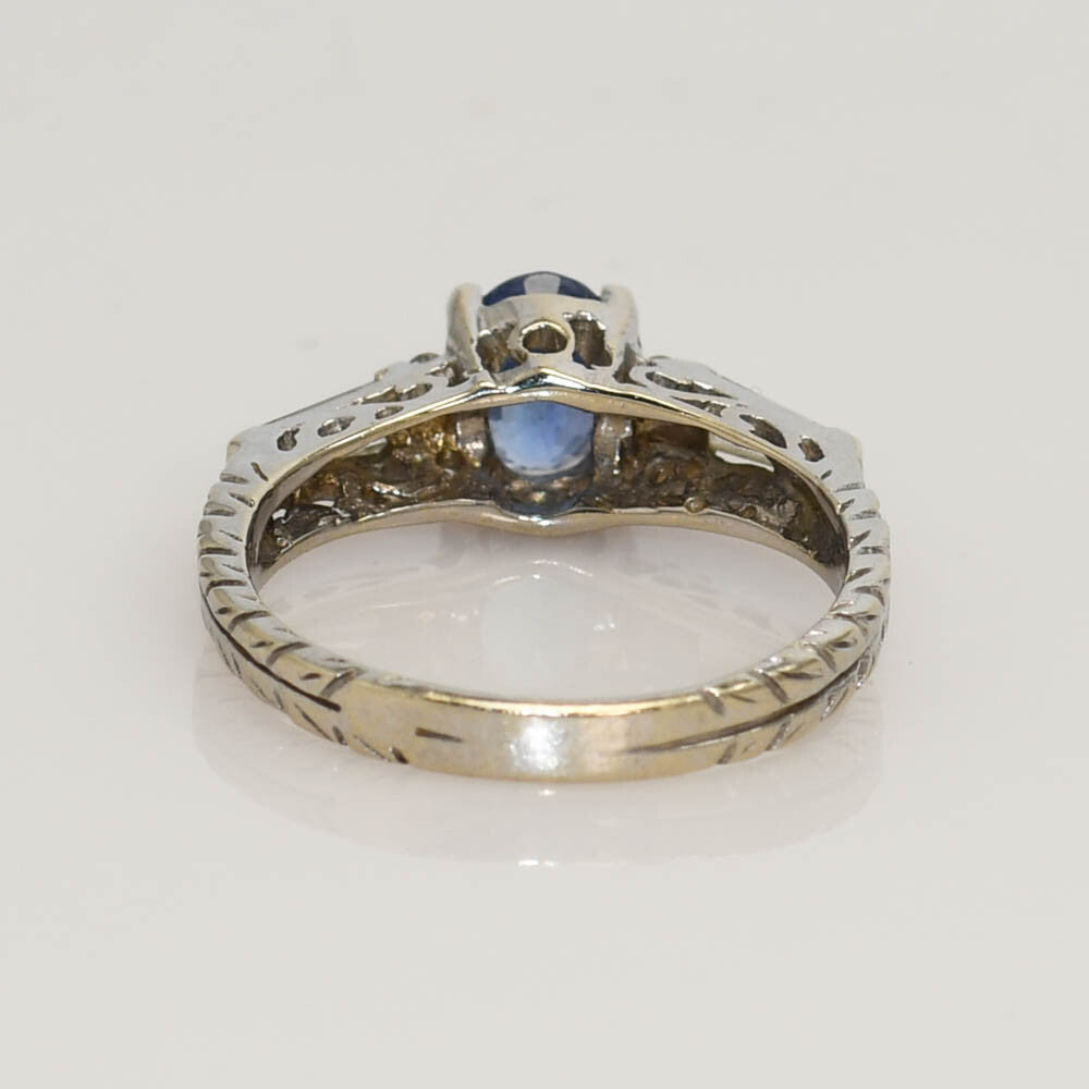 18K White Gold Diamond & Sapphire Ring, 1.12Ct