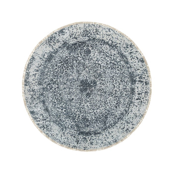 6'X6' Ice Gray Wool And Silk Broken And Erased Hand Knotted Oriental Rug