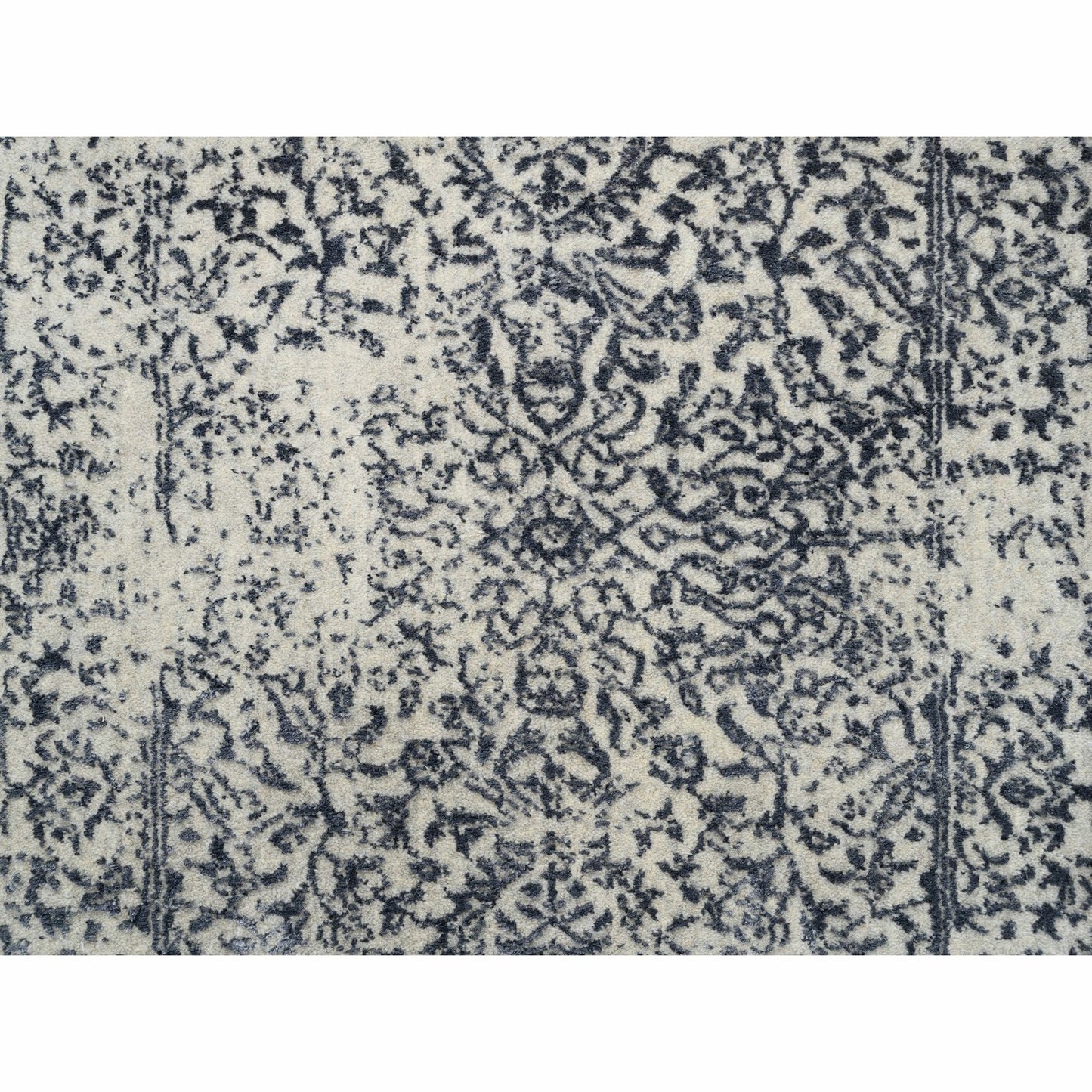 2'6"X6'1" Gray Wool And Silk Hand Loomed Fine Jacquard Round Rug