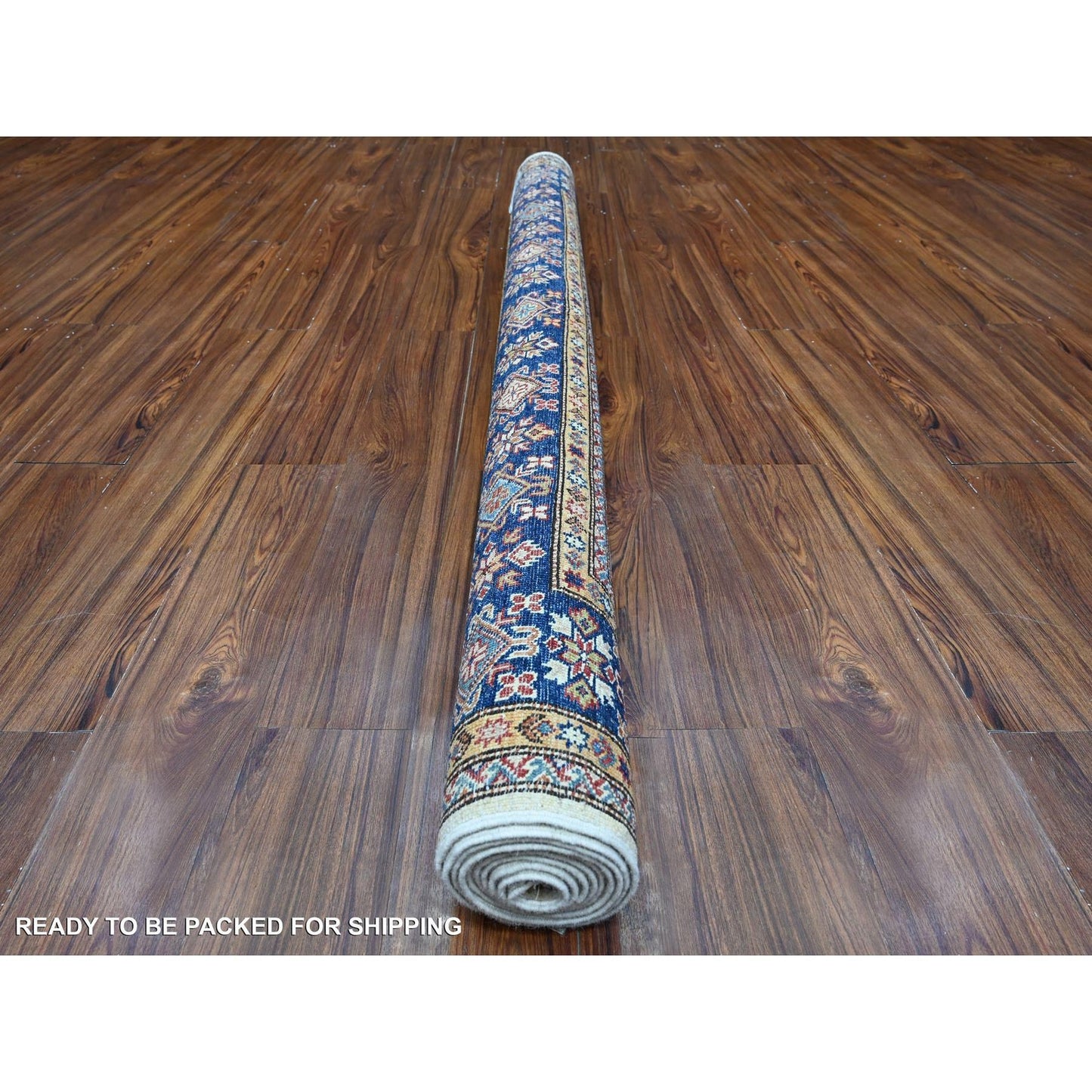 5'10"X9' Cloud White Hand Knotted Wool Super Kazak Geometric Oriental Rug