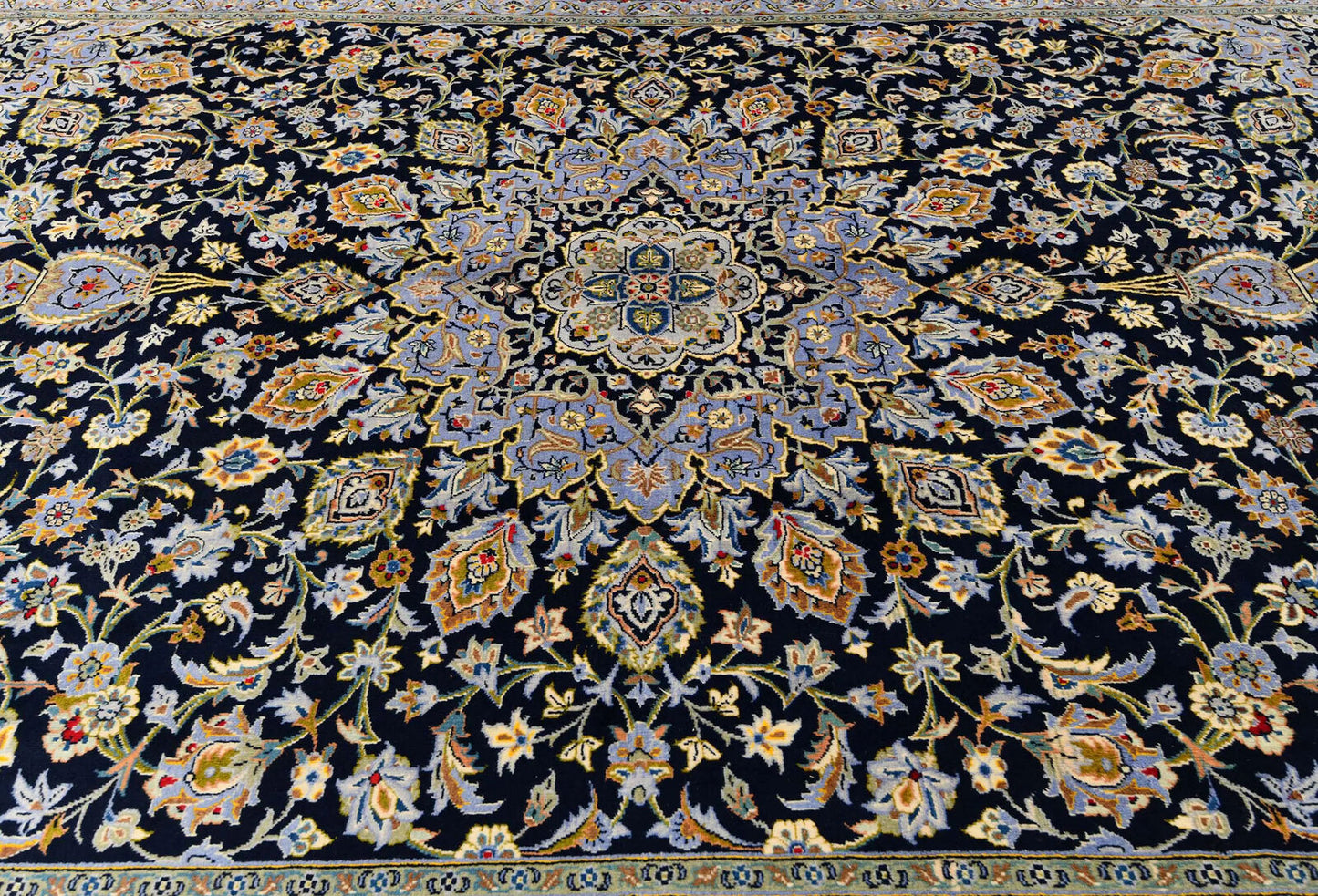 Handmade Oriental Rug Purple-Navy Medallion