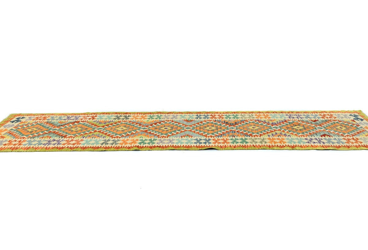 Reversible Multicolored Tribal Kilim Runner Rug