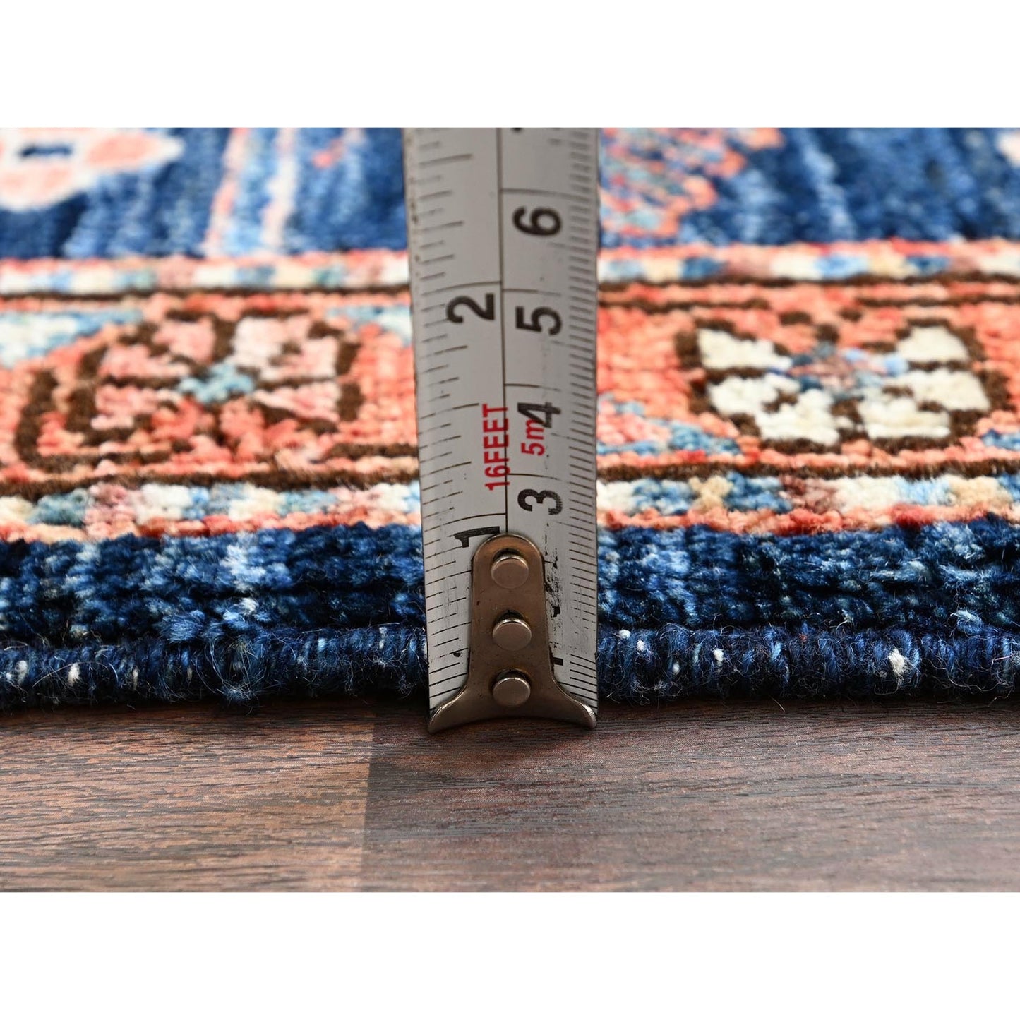3'4"X5'1" Yale Blue Heris All Over Design Soft Wool Hand Knotted Rug