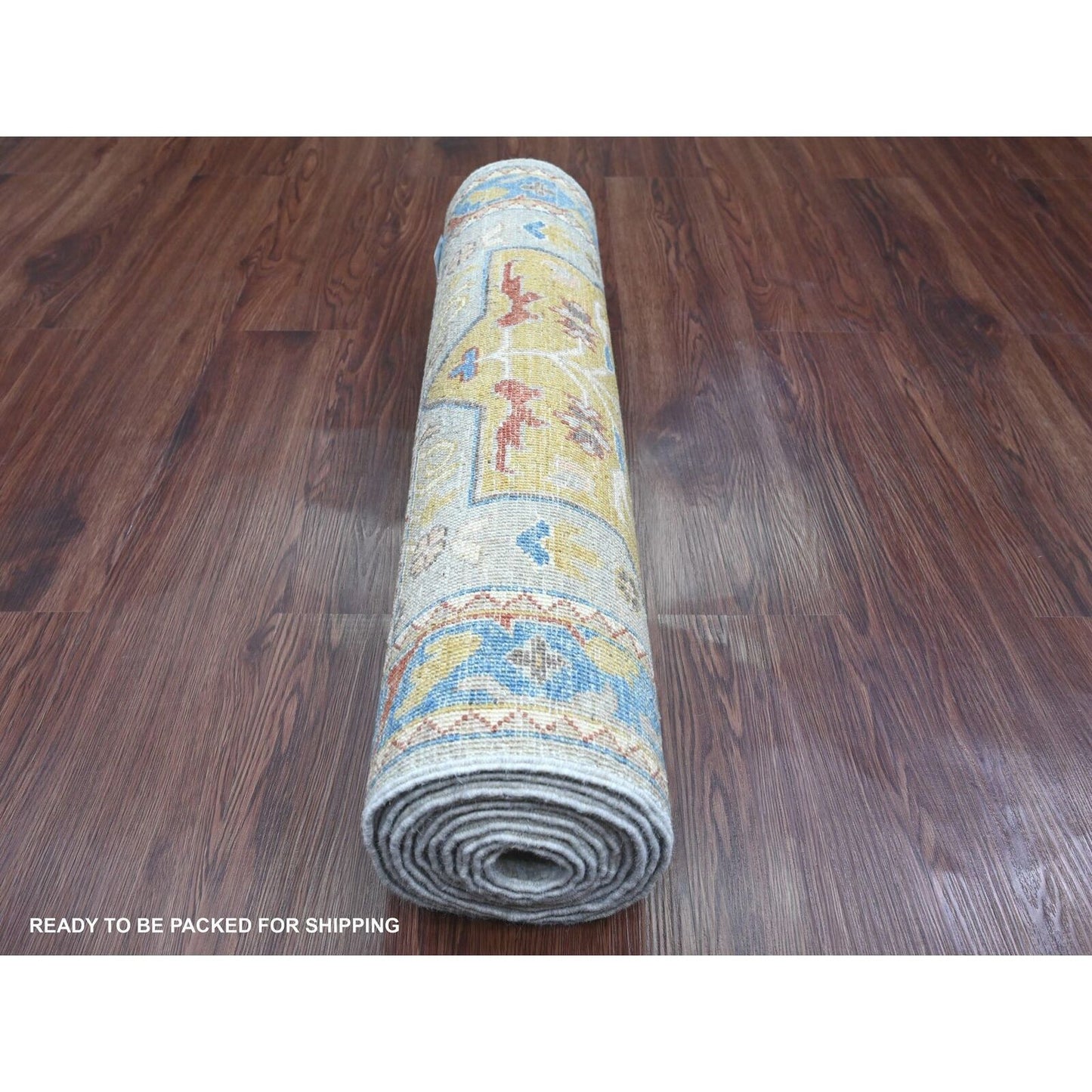 2'7'X10'2" Gray Caucasian Akstafa Design All Wool Hand Knotted Runner Rug