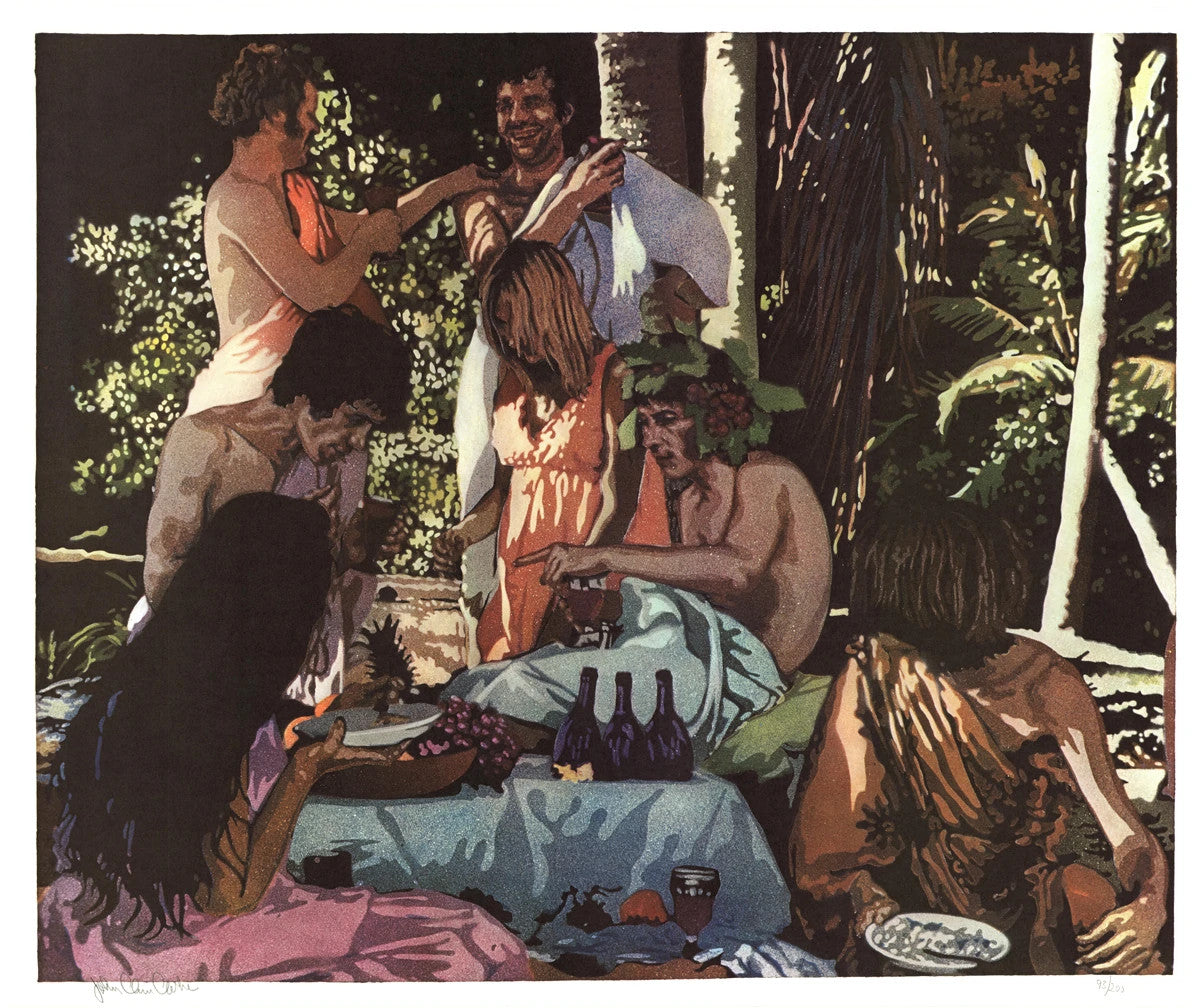 Multicolor JOHN CLEM CLARKE Bacchanal SIGNED 22" x 26" Lithograph 1972 Realism
