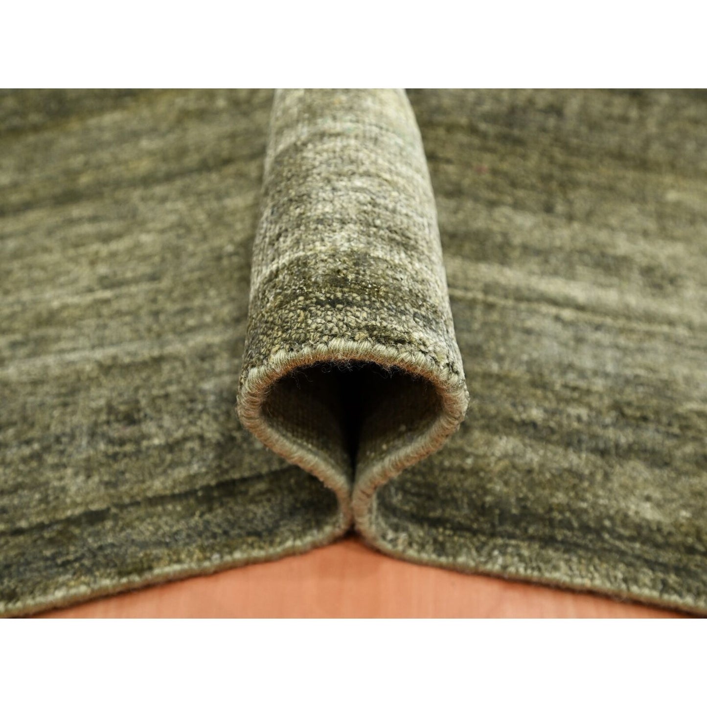 9'10"X14' Green Plain Design Hand Knotted Soft & Pure Silk Oriental Rug