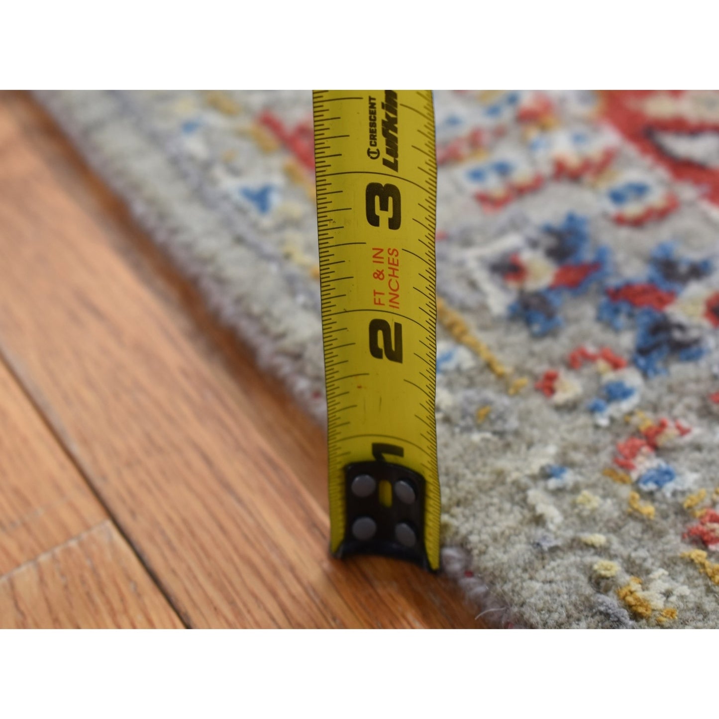 2'6"X10' Gray The Sunset Rosettes Silk And Wool Hand Knotted Runner Rug