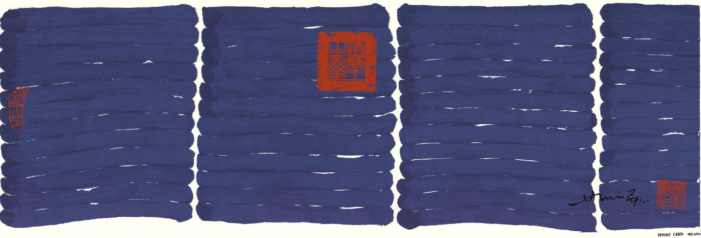 Hsiao Chin Untitled (Blue) " Lithograph Abstract