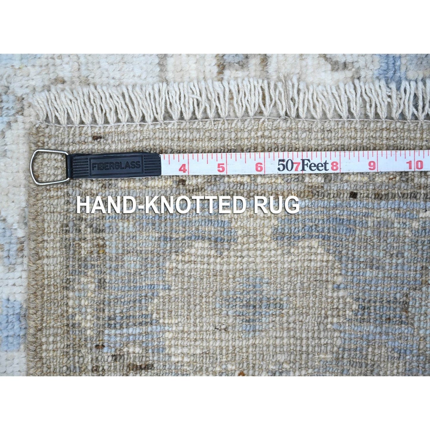3'X19'5" Blue Afghan Wool Weft Angora Oushak Xl Runner Oriental Rug