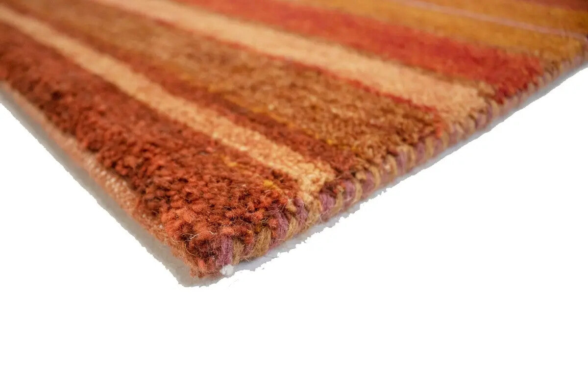 Handmade Indo-Gabbeh Oriental Rug Striped Tribal