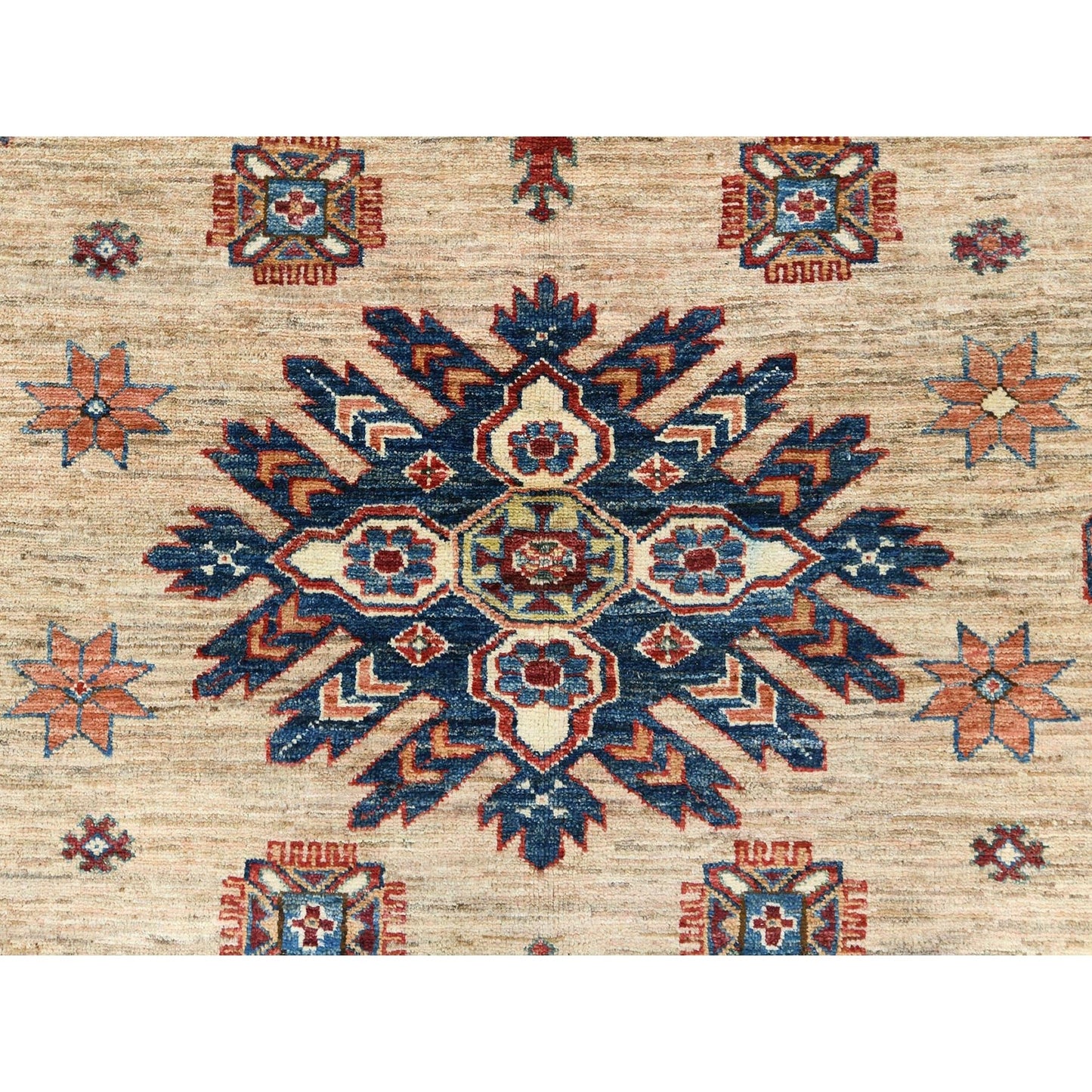 9'X12' Honey Brown Pure Wool Hand Knotted Afghan Super Kazak Rug
