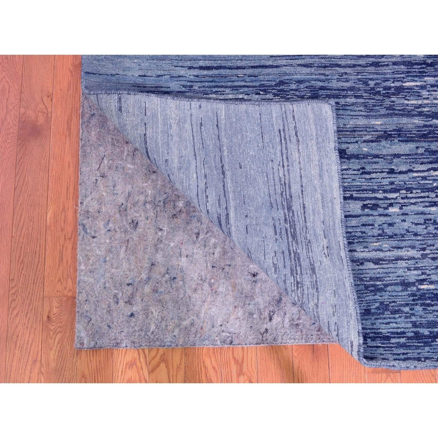 10'1"X14'1" Blue Oceanic Pure Wool Ombre Design Hand Made Oriental Rug