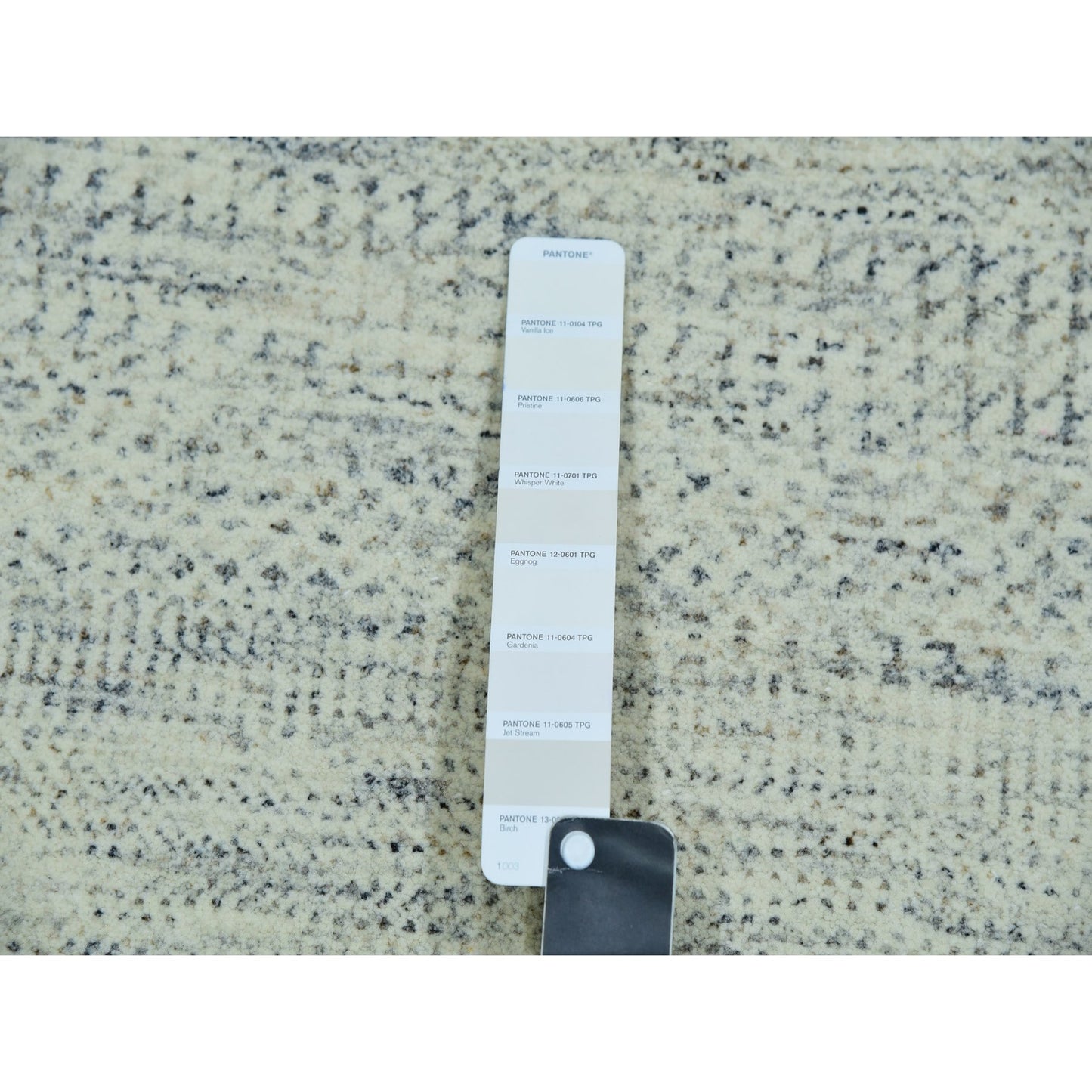 5'10"X9'1" Origami White Modern Grass Design Hand Knotted Oriental Rug