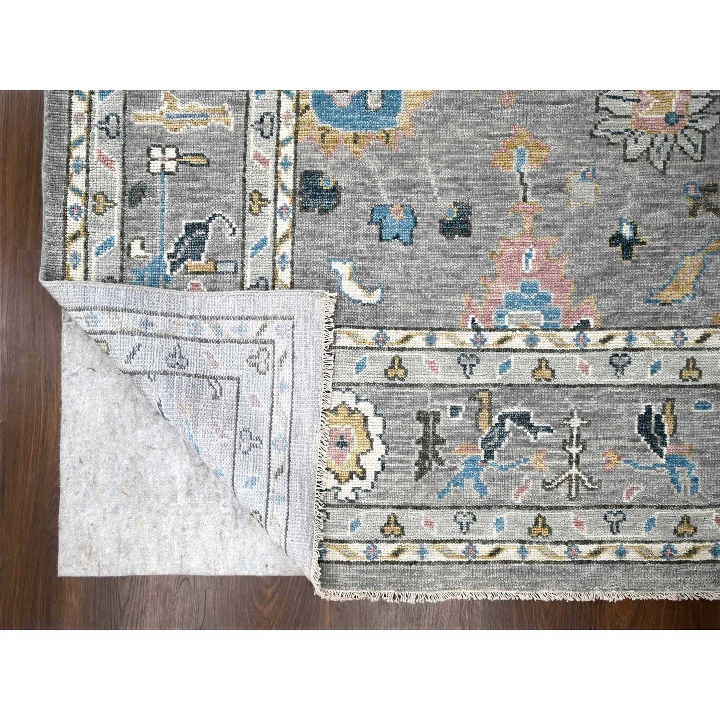 12'X17'10" Light Gray Oushak Wool Hand Knotted Oversize Oriental Rug