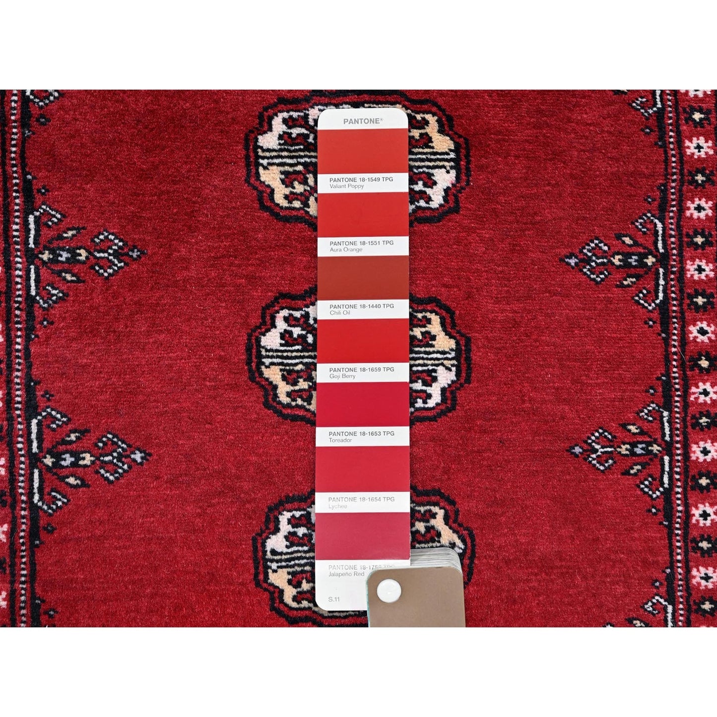 2'7"X11'10" Scarlet Red Princess Bokara Soft Wool Hand Knotted Runner Rug