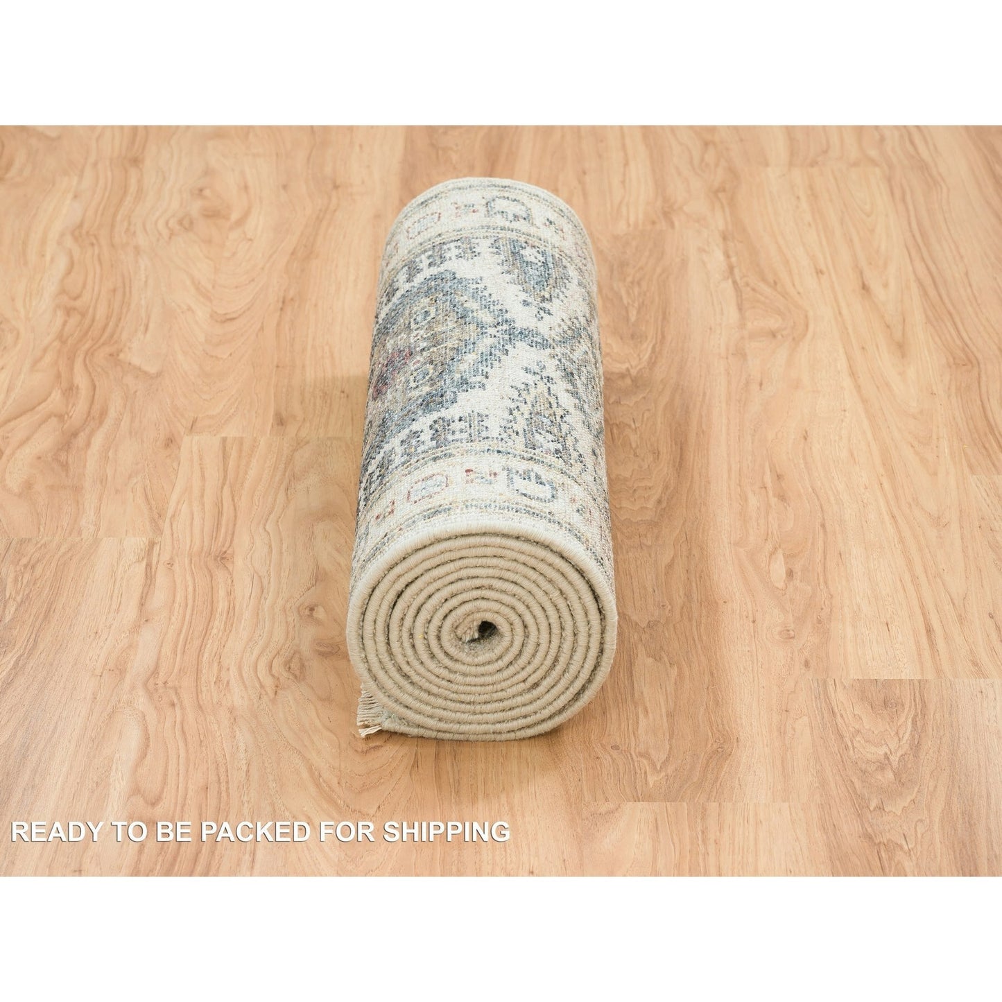 2'7"X11'10" Ivory Hand Knotted Reimagined Viss Design Runner Oriental Rug