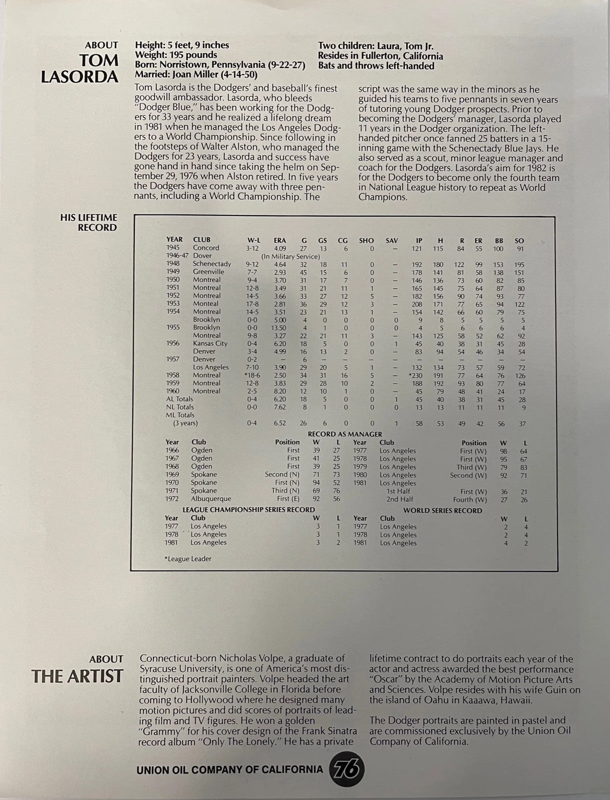 Tommy Lasorda Autographed 8X11 Magazine Page Los Angeles Dodgers