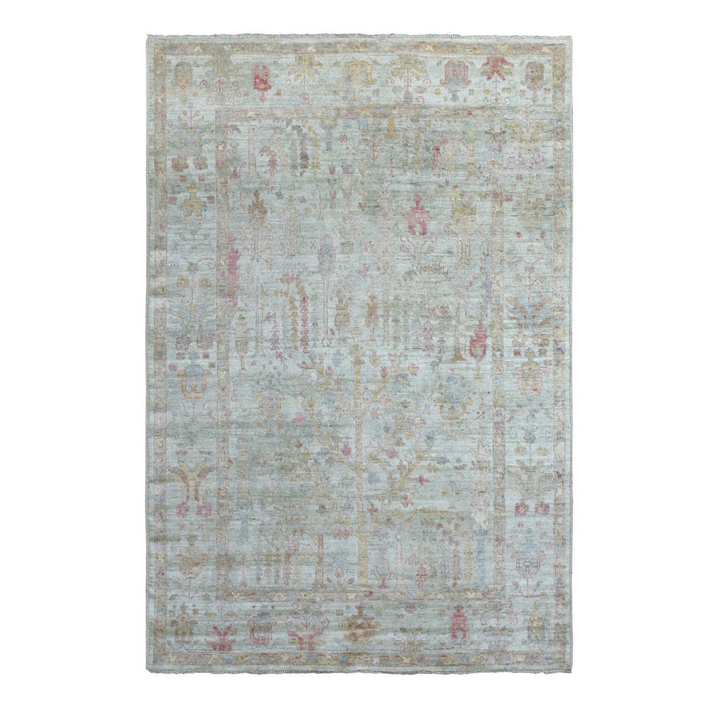 5'10"X8'9" Angora Oushak With Extremely Durable Hand Knotted Green Rug