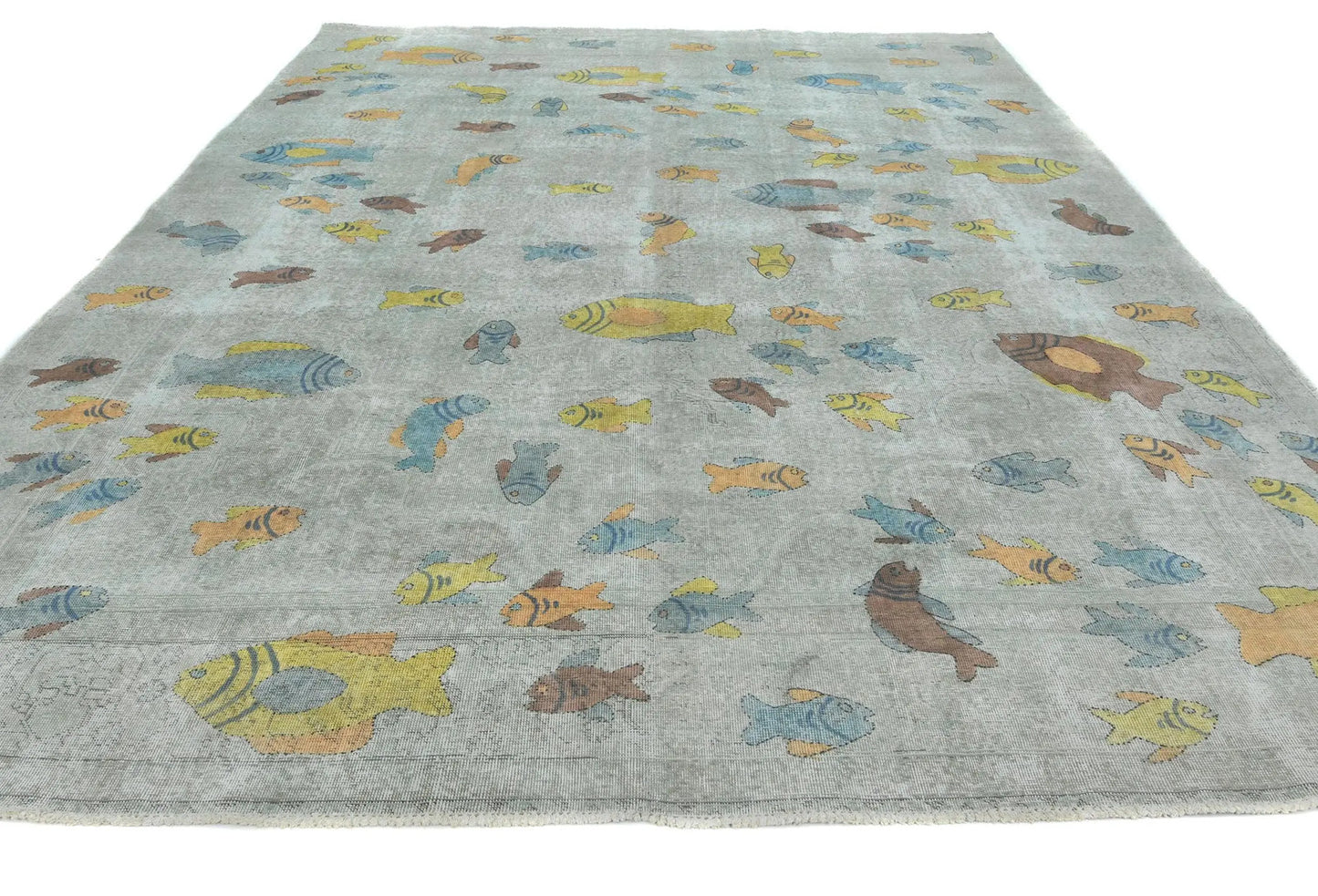Distressed Vintage Antique Oriental Rug Beige