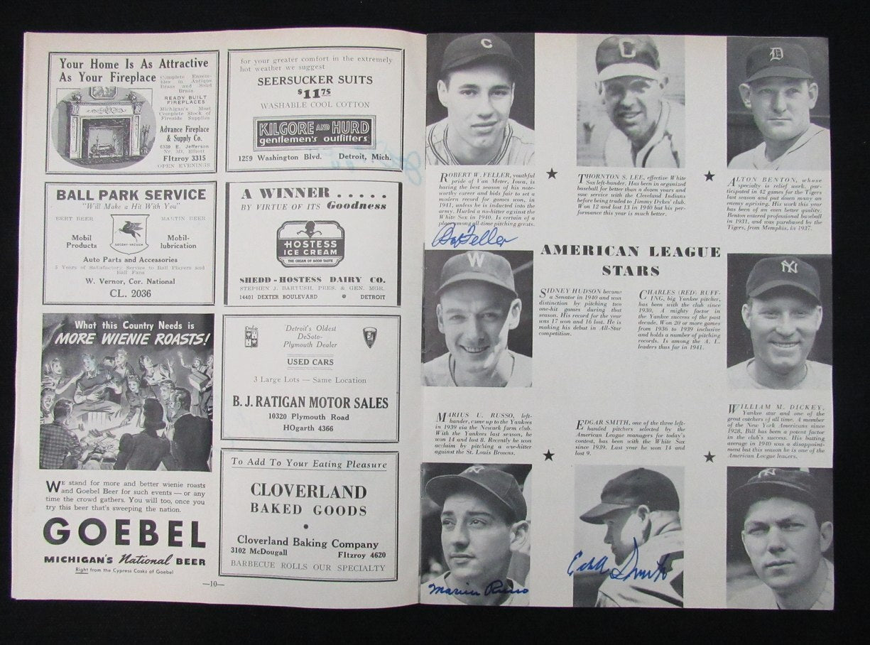 1941 All Star Signed/Auto (20) Program 10 Hofers