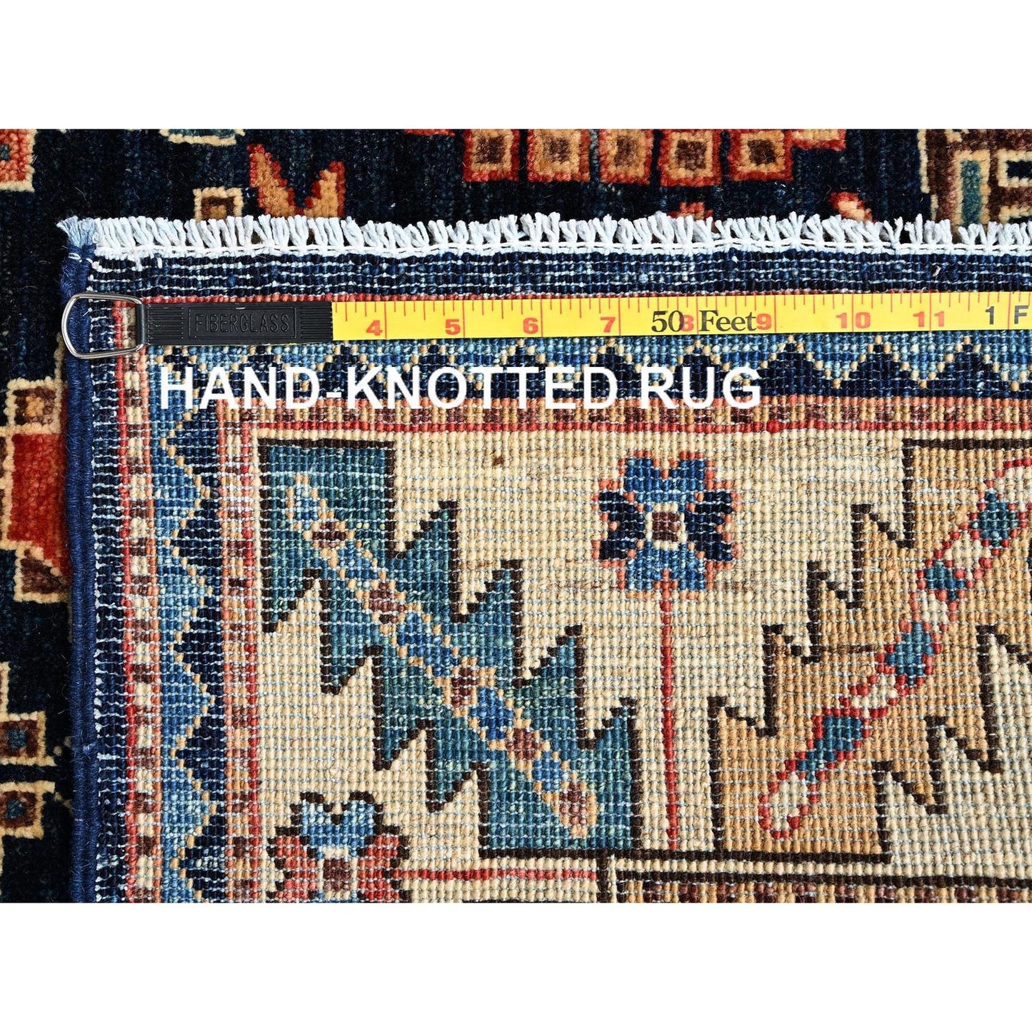 3'10"X13'2" Midnight Blue Northwest Zoroastrian Hand Knotted All Wool Runner