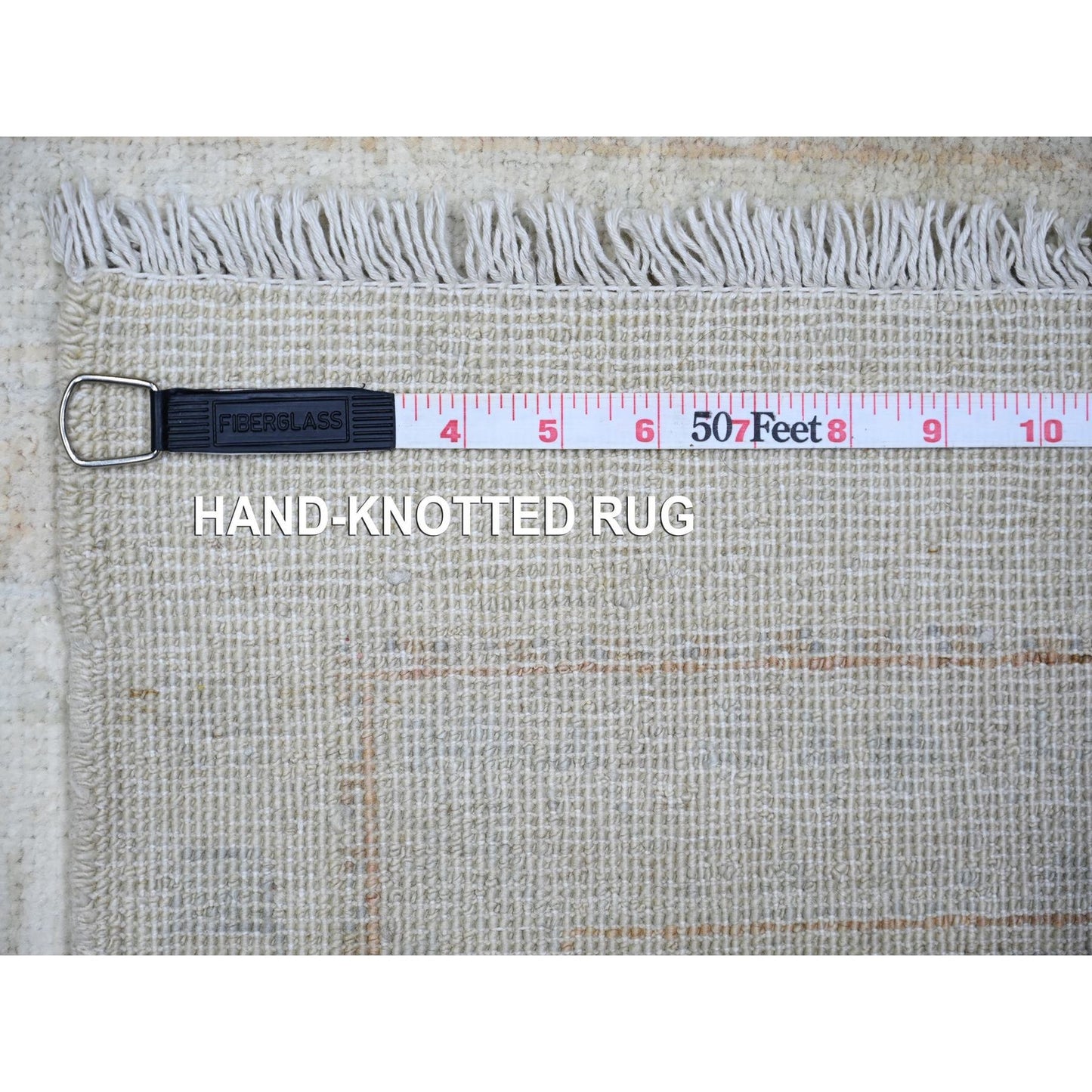 2'7"X11'3" White Wash Peshawar Wool Hand Knotted Runner Oriental Rug