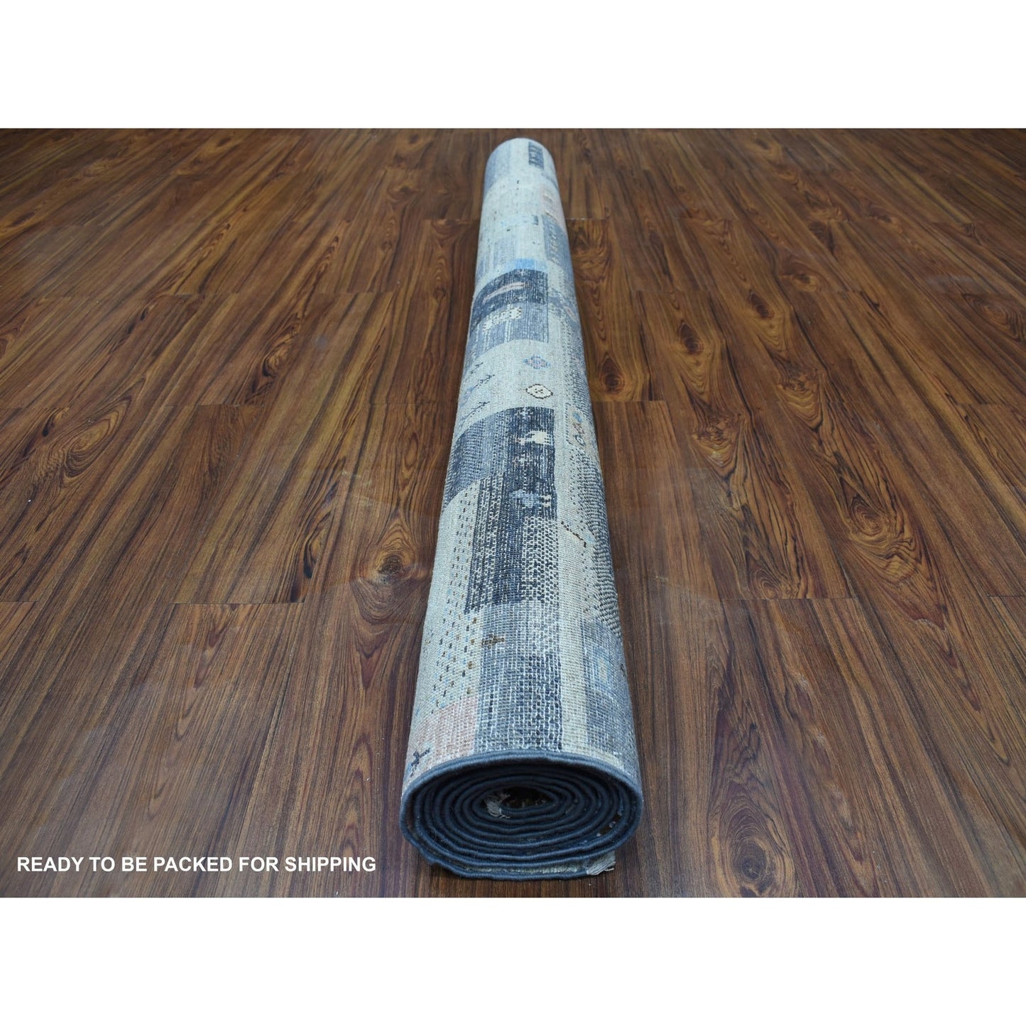 5'10"X9'2" Gray Beige And Blue Kashkuli Gabbeh Hand Knotted Wool Rug