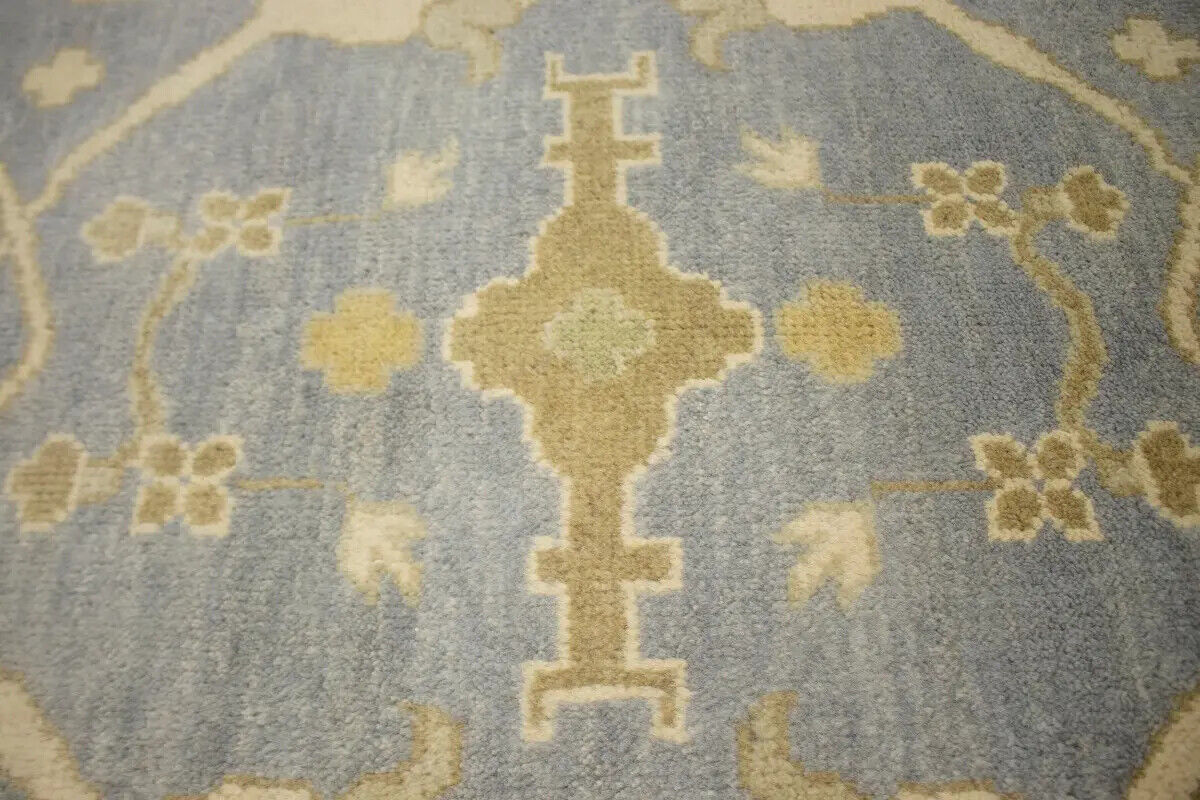 Handmade Oushak Oriental Rug Muted Gray Floral