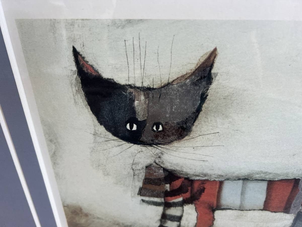 Rosina Wachtmeister Cat Lithograph Signed 120/900 Limited Edition Framed Art