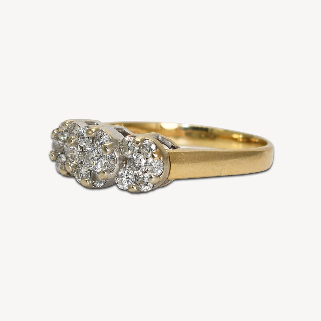 14K Yellow Gold Diamond Estate 1.00Ct Cluster