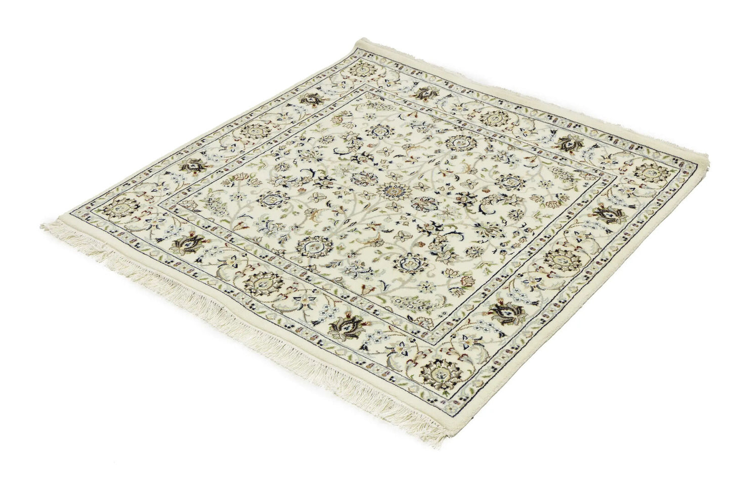 Hand-Knotted Cream Floral Classic Indo-Nain