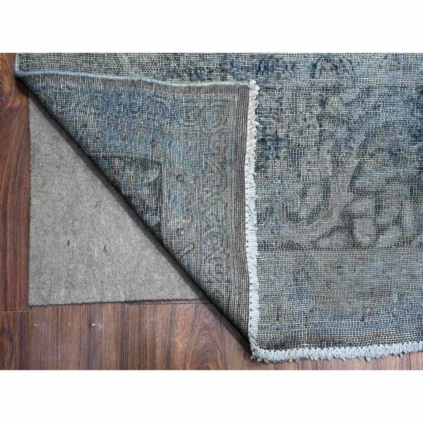 9'8"X13'3" Jet Gray Vintage Zoroastrian Karman Hand Knotted Oriental Rug