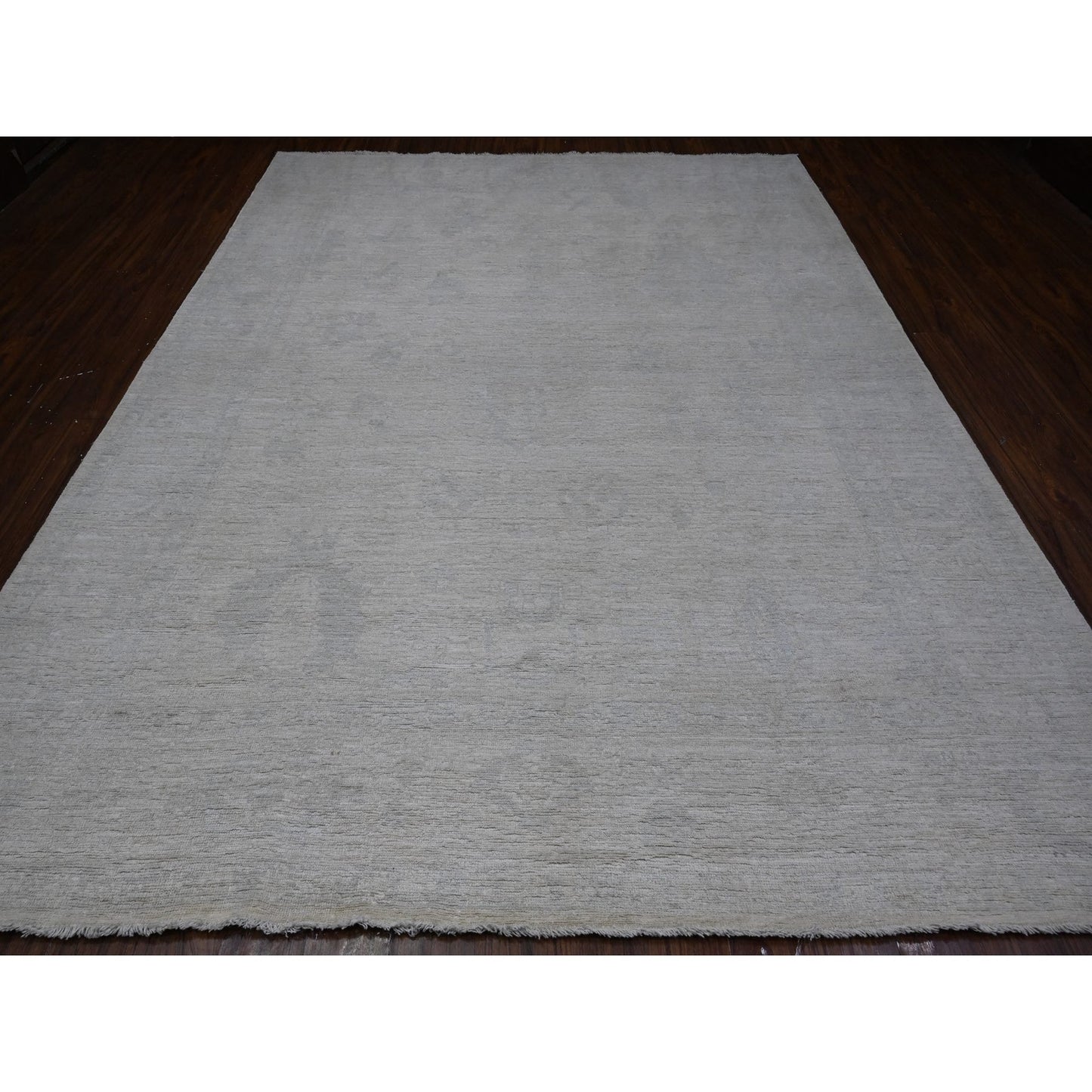 8'10"X11'4" Winter White Vegetable Dyes Afghan Angora Oushak Oriental Rug