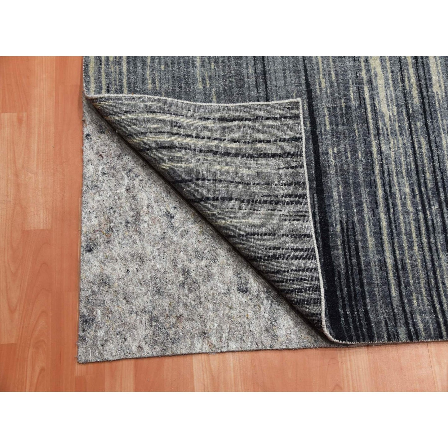 10'1"X14'2" Gray Pure Wool Hand Knotted Modern Ombre Design Rug