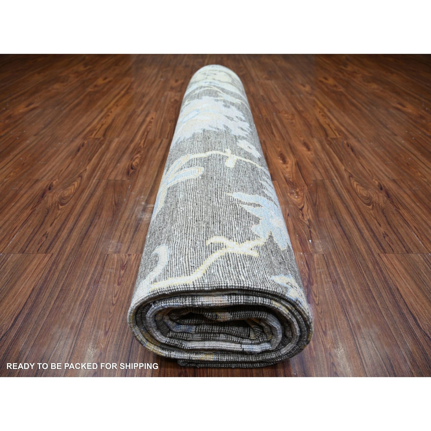 11'9"X17'6" Gray Afghan Angora Oushak Wool Hand Knotted Oriental Rug