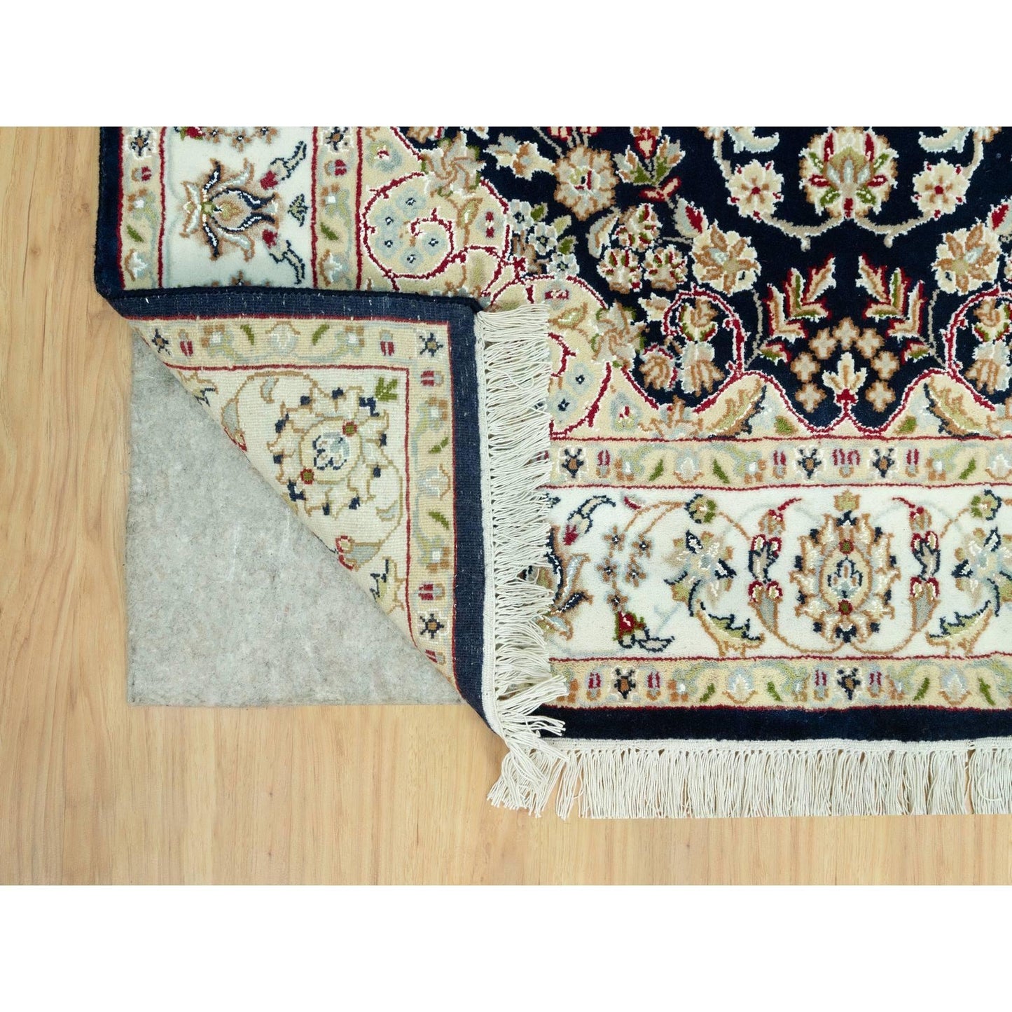 4'3"X6'3" Gale Force Blue 250 Kpsi Nain Denser Weave Hand Knotted Rug