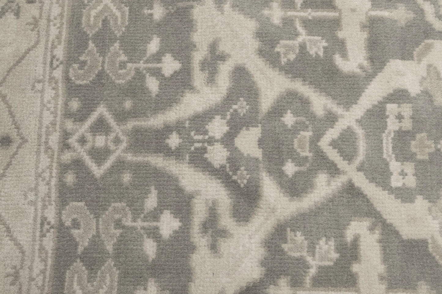 Handmade Muted Taupe Floral Oriental Rug Classic