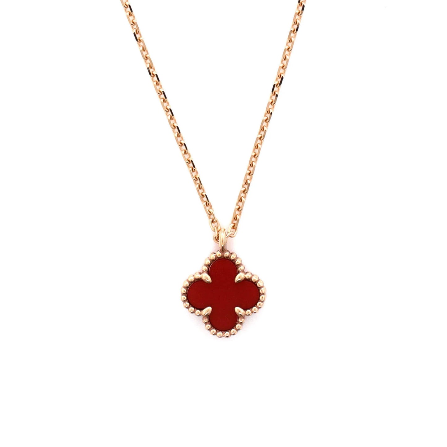 Van Cleef & Arpels Sweet Alhambra Pendant Necklace 18K Rose Gold And Carnelian