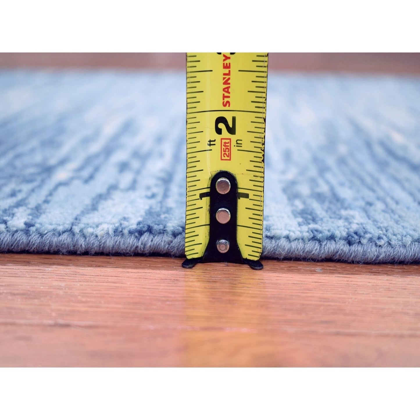 2'7"X10'2" Hand Knotted Ombre Design Pure Wool Blue Oriental Runner Rug