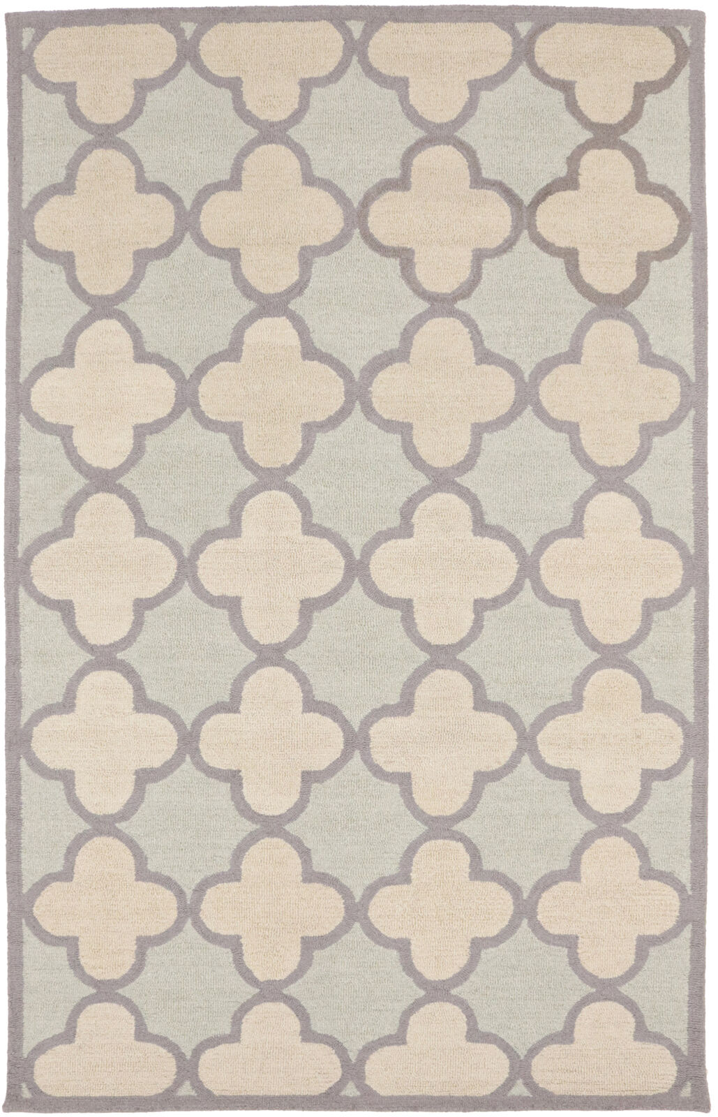 Cream & Mauve Trellis Design 5X8 Hand-Tufted