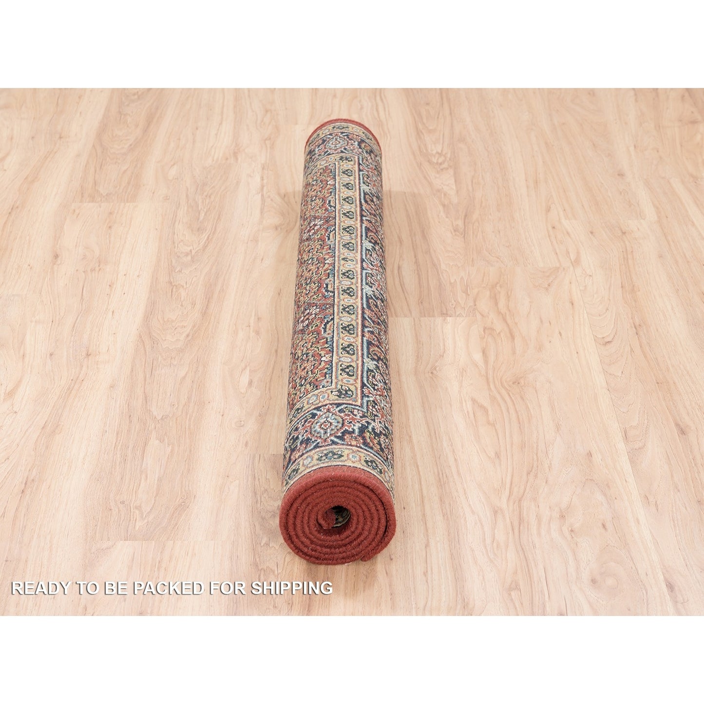 4'X6'3" Wool And Silk Herati Design Hand Knotted 250 Kpsi Red Rug