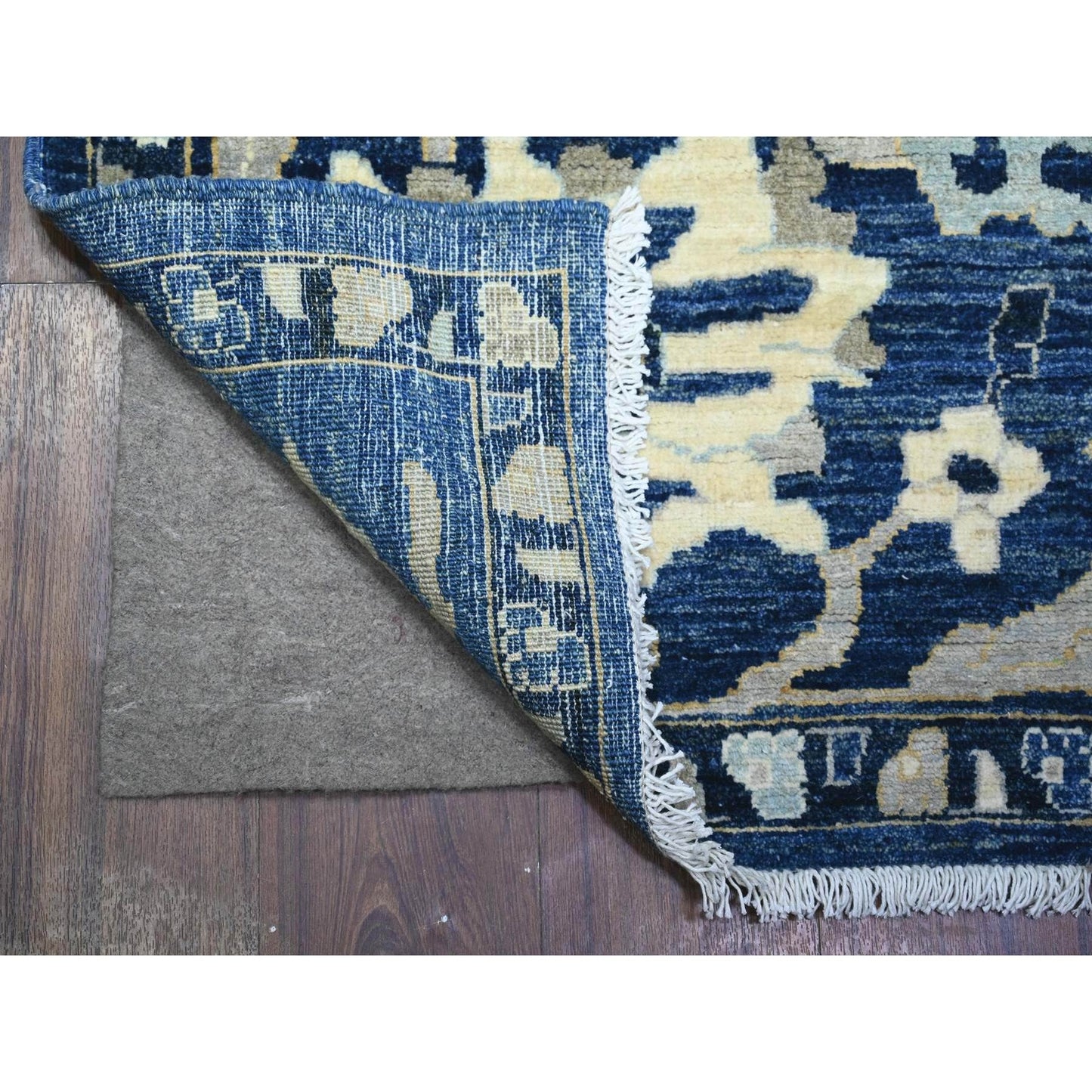 8'3"X9'8" Honorable Blue Wool Hand Knotted Peshawar Mahal Design Rug