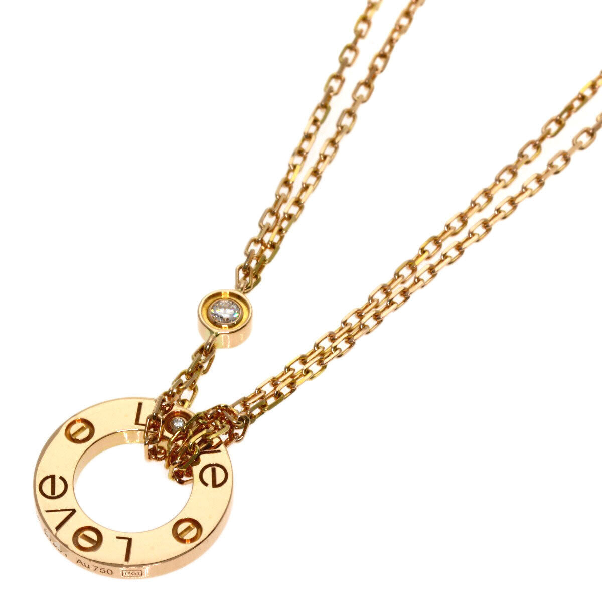 Cartier Necklace Love Circle Diamond K18 Pink