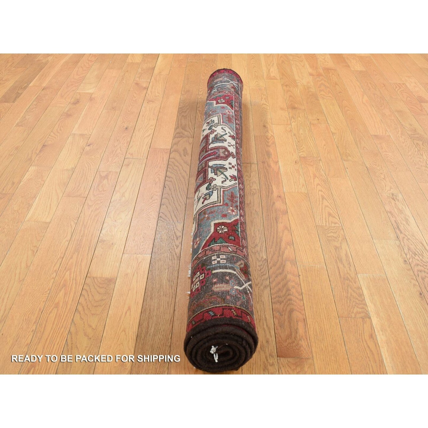 5'1"X6'7" Ivory Zoroastrian Karjihooz Hand Knotted Pure Wool Rug