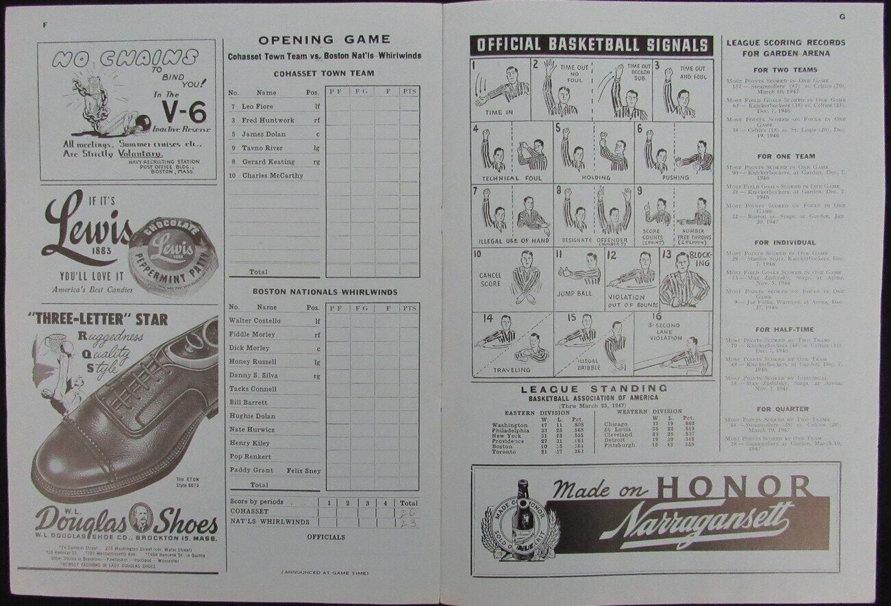 Vintage 1947 Boston Celtics Vs. Chicago Stags