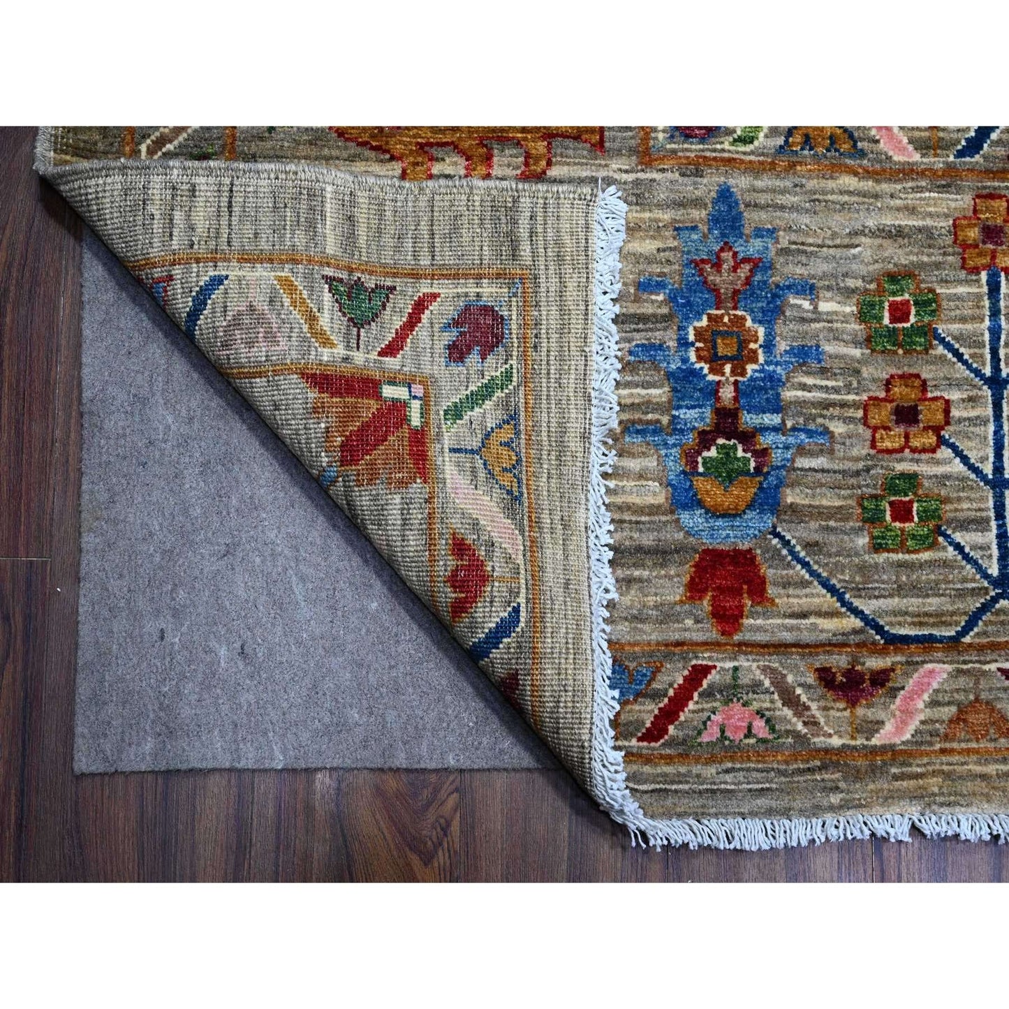 10'X13'8" Storm Gray Hand Knotted Sultani Floral Pattern Oriental Rug